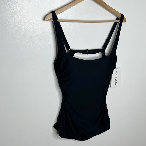 Athleta Womens Square Neck Bra Cup Tankini Swim Top 40 B/C Black Classic - Picture 4 of 11